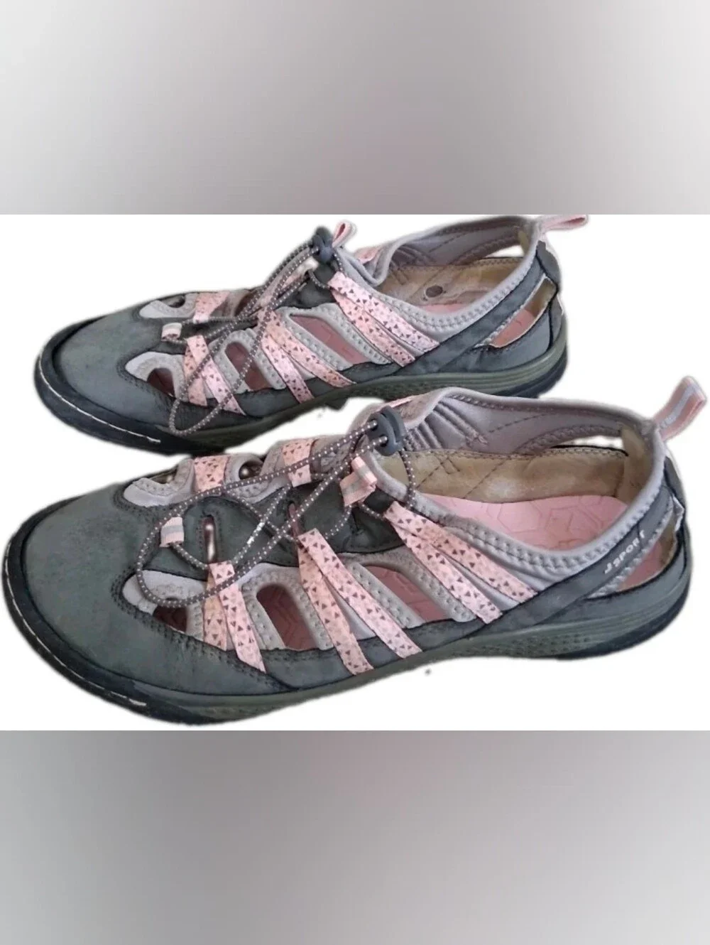 J Sport Women's Walking/Water Shoes Grey/Pink Cushioned River/Hiking Sz 9M